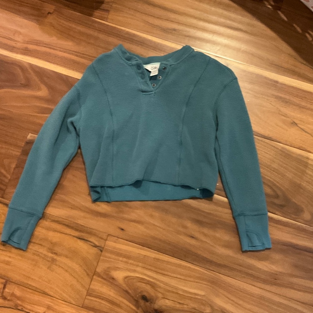 Athleta Teal Long Sleeve Crop Top